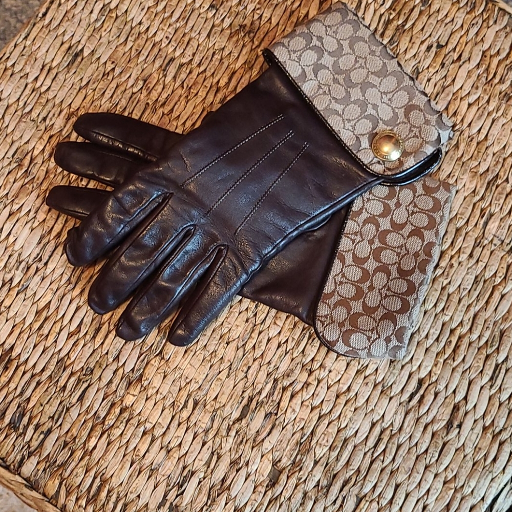 Coach brown leather gloves